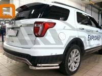 Ford Explorer (16–) Защита заднего бампера уголки d 60/42 мм, нерж.