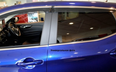 Nissan Teana (08–14) Дефлекторы боковых окон с нерж. молдингом, OEM стиль